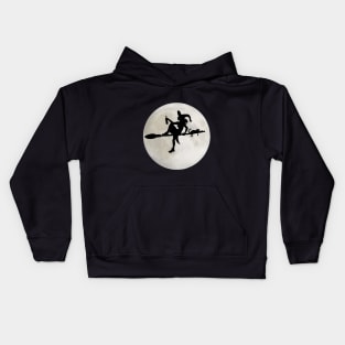 Witch on a broomstick Kids Hoodie